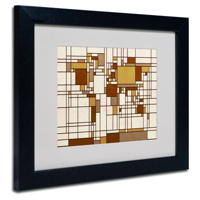 « mondrian world map » par michael thompsett, art textuel encadré