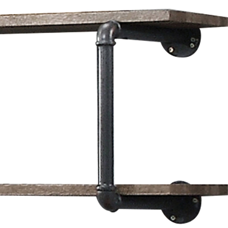 Antique Oak And Sandy Grey Wall Mounted Unit, 2 , Provides Extra Storage Industrial 2 Shelf, Grey, Increases Organization