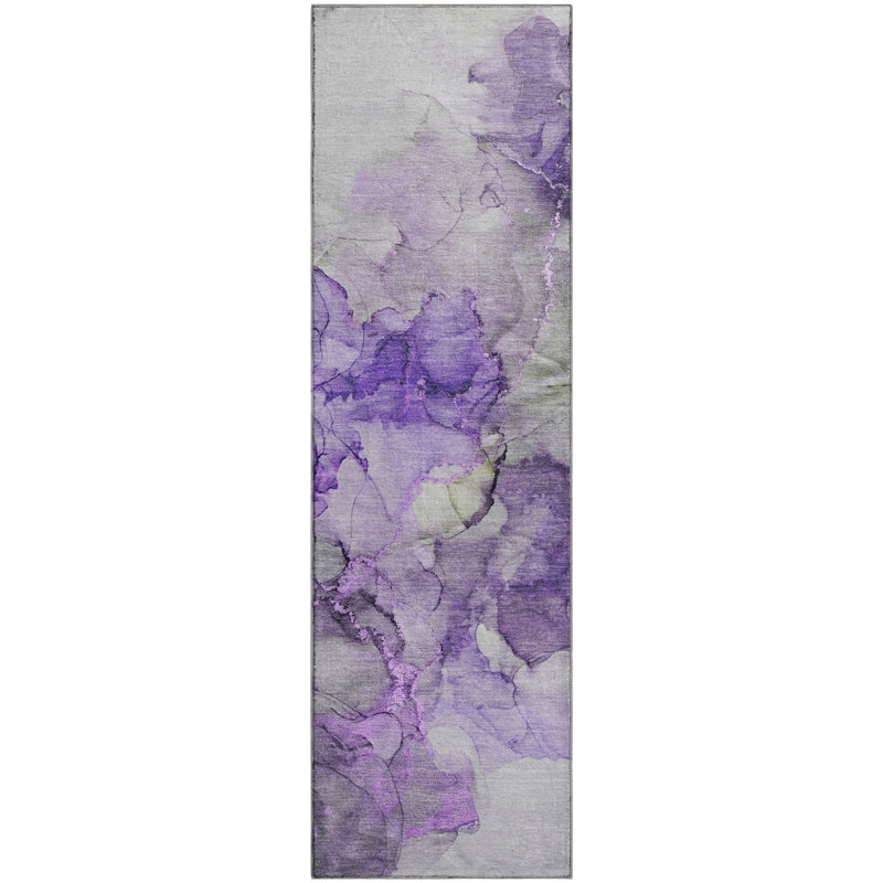 Cerrito Premium Machine Washable Cerrito AMF520 Purple Rug, Runner 2'3" x 7'6"