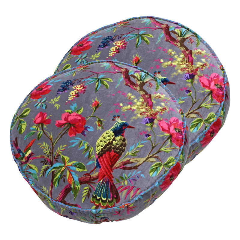 Floral Circular Cushion, Mink
