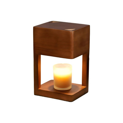 Lampe de bougie chauffe-bougie en bois avec minuterie, chauffe-bougie électrique à intensité variable pour bougies en pot, cadeaux d'anniversaire de la fête des mères pour femmes, lampe de bougie décorative en bois pour la chambre à coucher (brun)