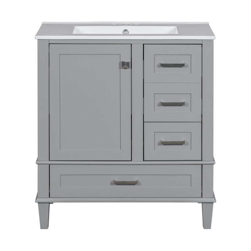 Meuble-lavabo autoportant 30 po, Argent, Gris