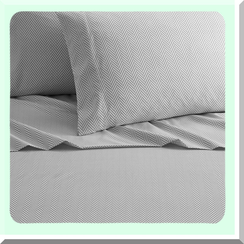 Herringbone Dream 4-Piece Sheet Set - Super Soft Graphic Design - Includes Flat, Fitted Sheet, 2 Pillowcases - Cozy Bedding Collection