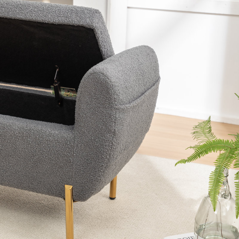 Banc de rangement rembourré Leaysia, Gris