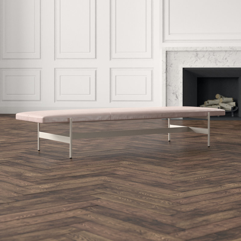 Daybench Leather Dining Bench, Putty, Blush, 14" H x 75" W x 24" D
