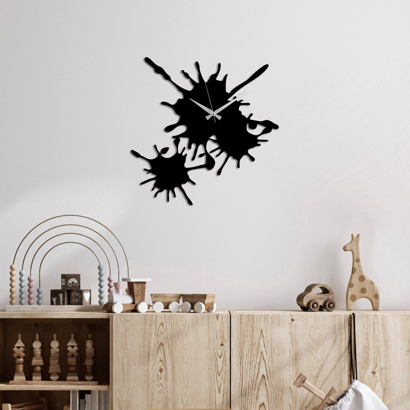 Elegant Black Decorative Metal Wall Clock, 19.3 x 19.3 inches | 100% Metal Construction, Thickness: 0.06 inches | Silent Mechanism, Easy Wall Hanging Design | Perfect for Home or Office Decor, Stylish and Functional