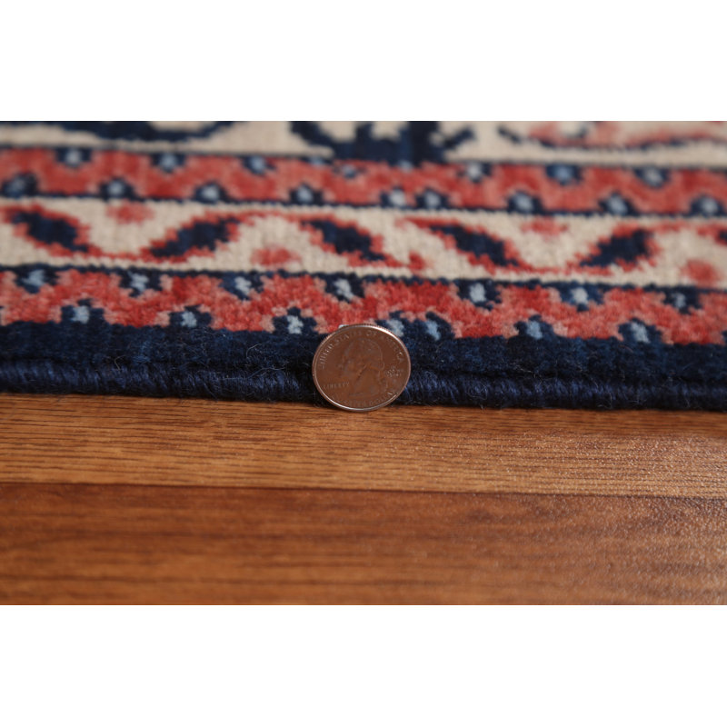 Tapis turc bleu marine en laine noué à la main Sultanabad Ziegler 9X12