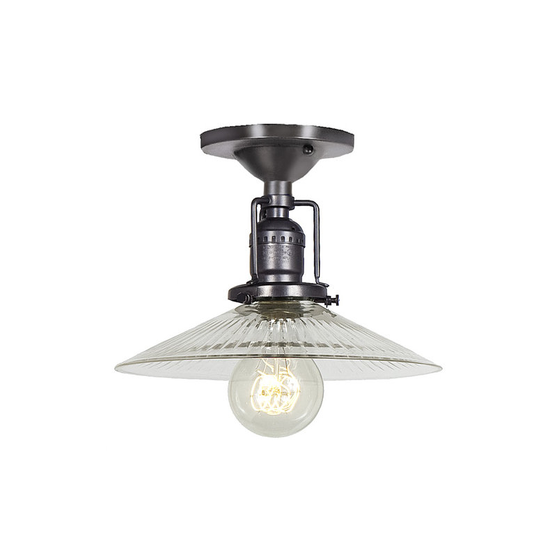 Shumway Glass Semi Flush Mount, Gun Metal, Antique Mercury