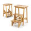 Escabeau en bois 3 marches 3 en 1 pliable naturel, 200 lb Capacité de charge-1515825112