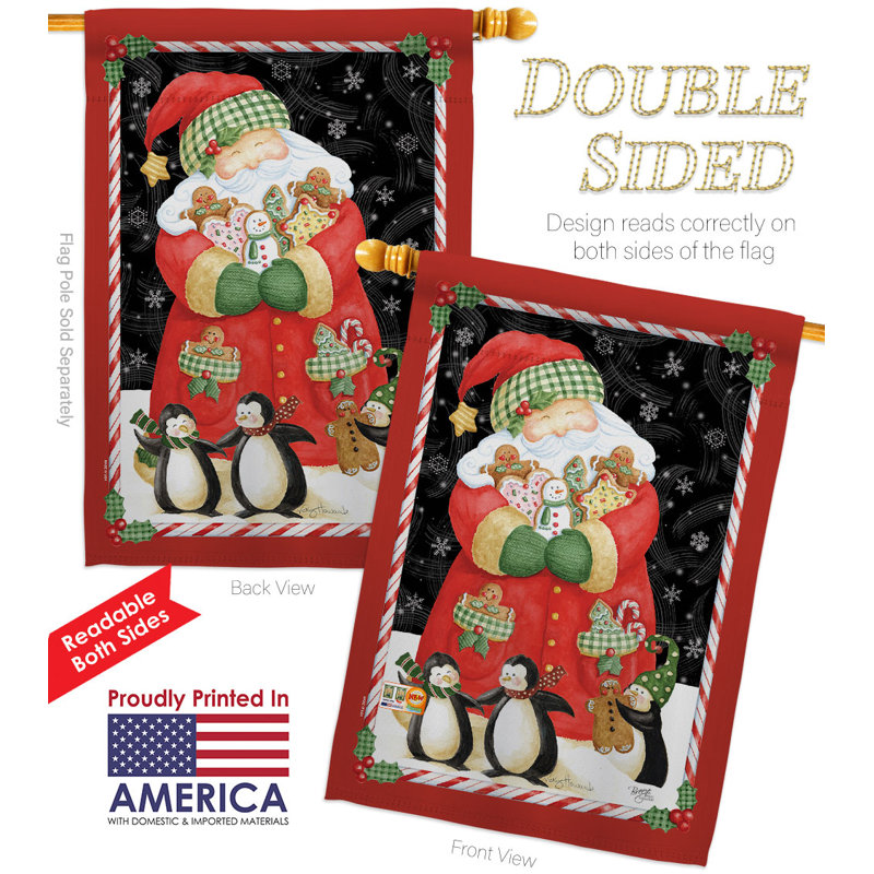 Double Sided 40'' H x 28'' W Polyester Christmas House Flag