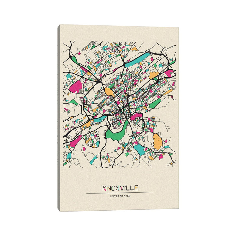" Knoxville, Tennessee Map " by Ayse Deniz Akerman, 40" H x 26" W x 1.5" D