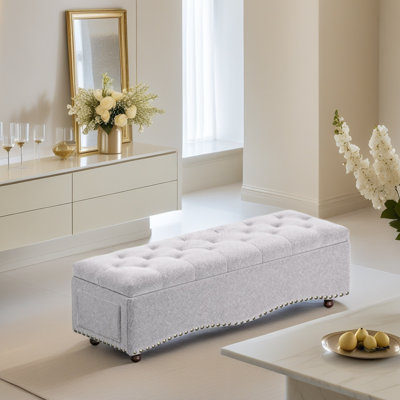 Repose-pieds en cuir avec garniture cloutée American
