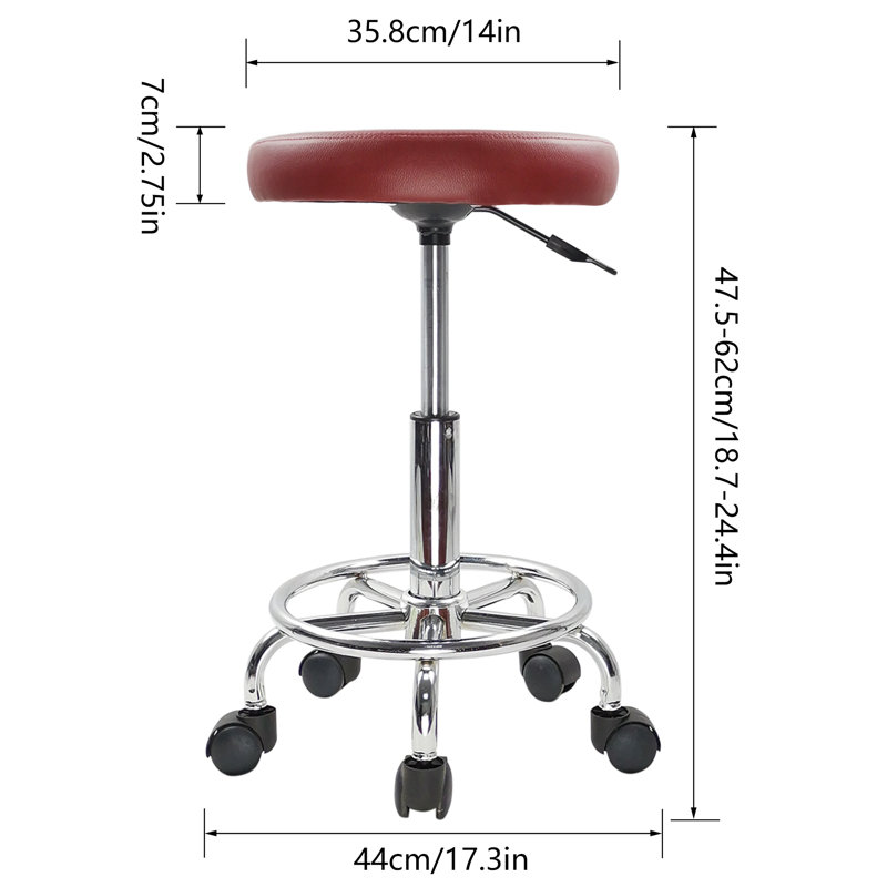 Tabouret de laboratoire à hauteur réglable, Rouge