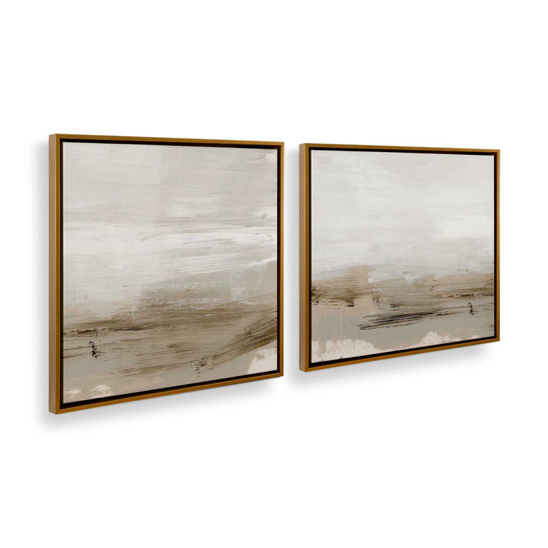 Ensemble de 2 lignes de terre subtiles, Cadre flottant or poli, H 13 po x l 26 po