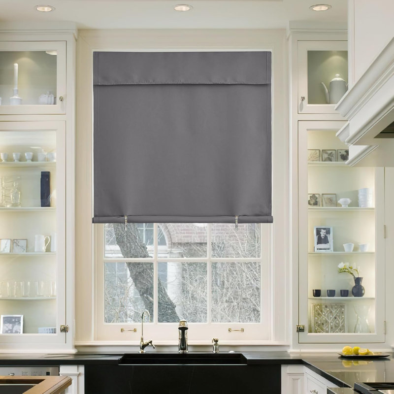 NICETOWN Door Curtains for Kitchen, Short Blackout Curtains , Self Adhesive Portable Window Cover for Front French Door, Adjustable Shade for Glass, 1 PC