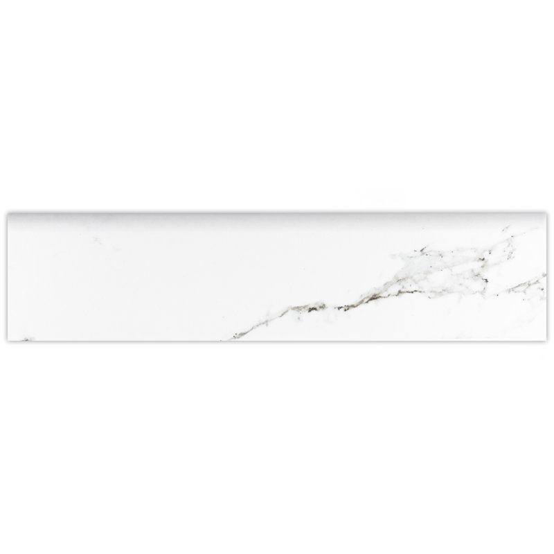 Battiscopa 3" x 13" Ceramic Bullnose Wall Tile Trim in Calacatta
