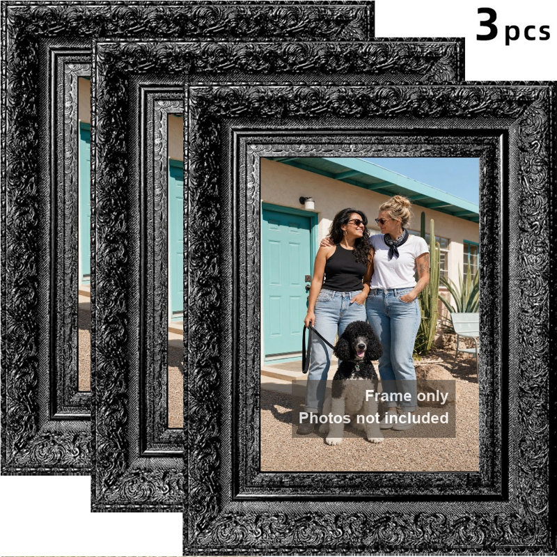 Cadre photo noir 3 pièces 5 po x 7 po noir avec changement de photo facile