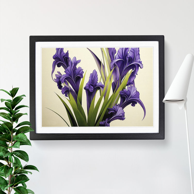 Boundless Iris Flowers - Single Picture Frame Print, Black Framed, 46cm H x 64cm W x 2cm D