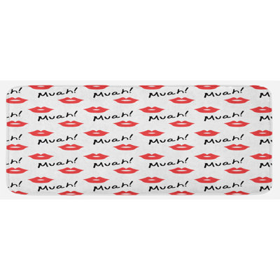 Tapis de cuisine rouge pour femme avec lèvres rouges