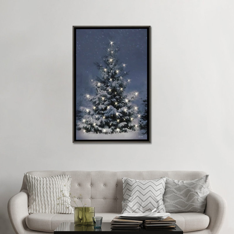 Twinkling Lights at Christmas - reproduction d'art murale - toile encadrée, H 48 po x l 32 po, Gris