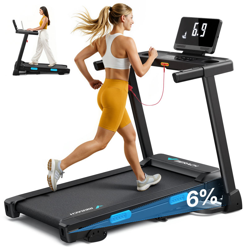 Tapis roulant inclinable MERACH avec moteur 2,5 HP, vitesse de 0,8 à 7,5 MPH et affichage DEL