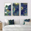 Marbre doré sur univers bleu foncé - ensemble de 3 reproductions sur toile flottantes-879898004-915292920