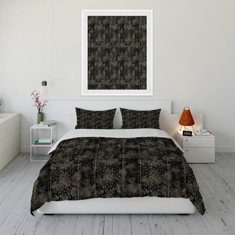 Polyester Twill Abstract Duvet Cover, King Duvet Cover + 2 King Pillowcases