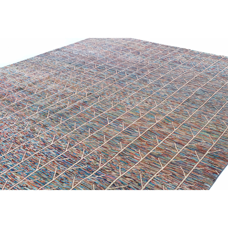 High-Quality Hand-Knotted Navy And Red Area Rug
