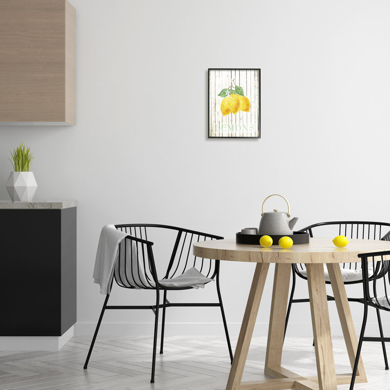 Rustic Lemons Country à motifs par Milli Villa - Cadre flottant, impression sur bois, Giclée encadrée noir minuit