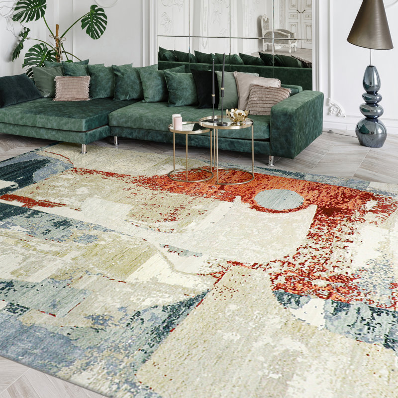Hand Woven Silk and Wool Area Rug, Rectangle 9' x 12'