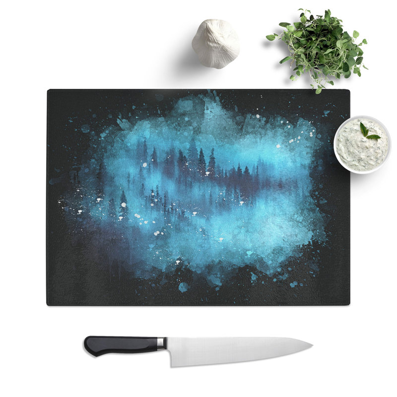 Tempered Glass Forest Mist Chopping Board, 28.5 cm x 39 cm