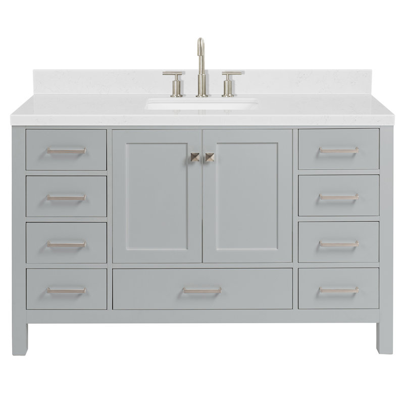  54" Double Bathroom Vanity Set, Gray / Brushed Nickel