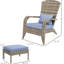 Chaise de jardin et design classique - mobilier gris avec chaise d'extérieur. Conception confortable, grand siège, toutes saisons, pour terrasse, porche, cour avant, jardin
