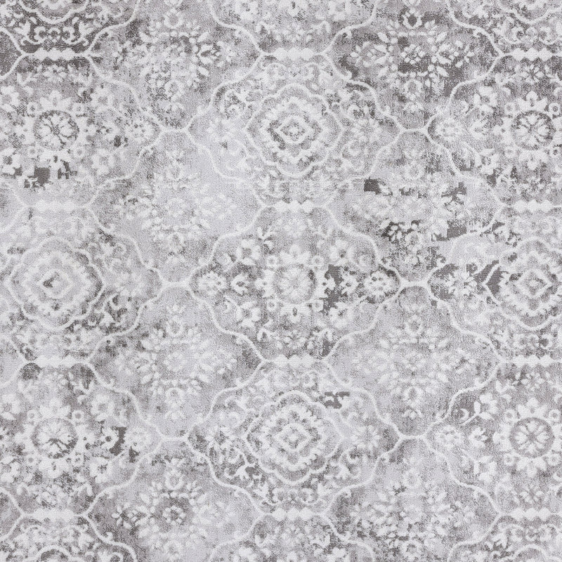 Arnola Marley Oriental Floral Gray Indoor Area Rug for Living Room, Bedroom, Dining Room, Rectangle 5'3" x 7'3"