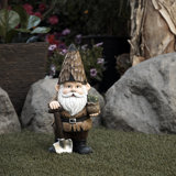 Garden Gnome with Shovel and Plant Statue,