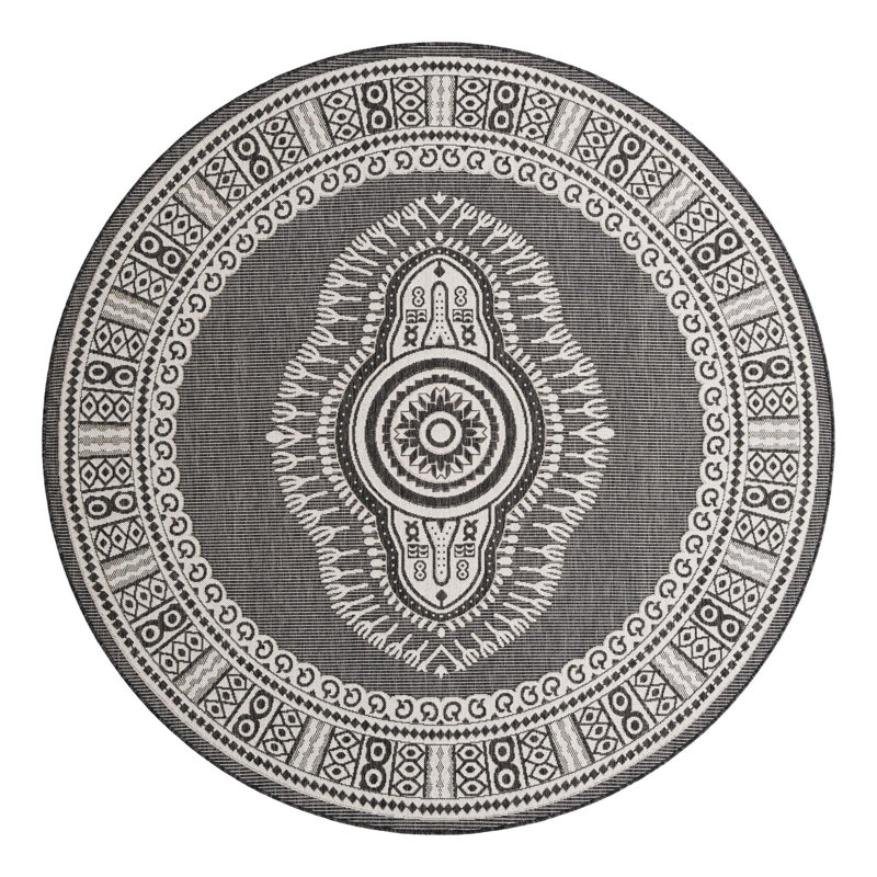 Indoor/Outdoor Traditional Area Rug, Round 7'10"