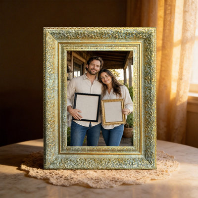 8" x 10" Antique Gold 3 PCS Photo Frame for Mantel Decor Picture Frame