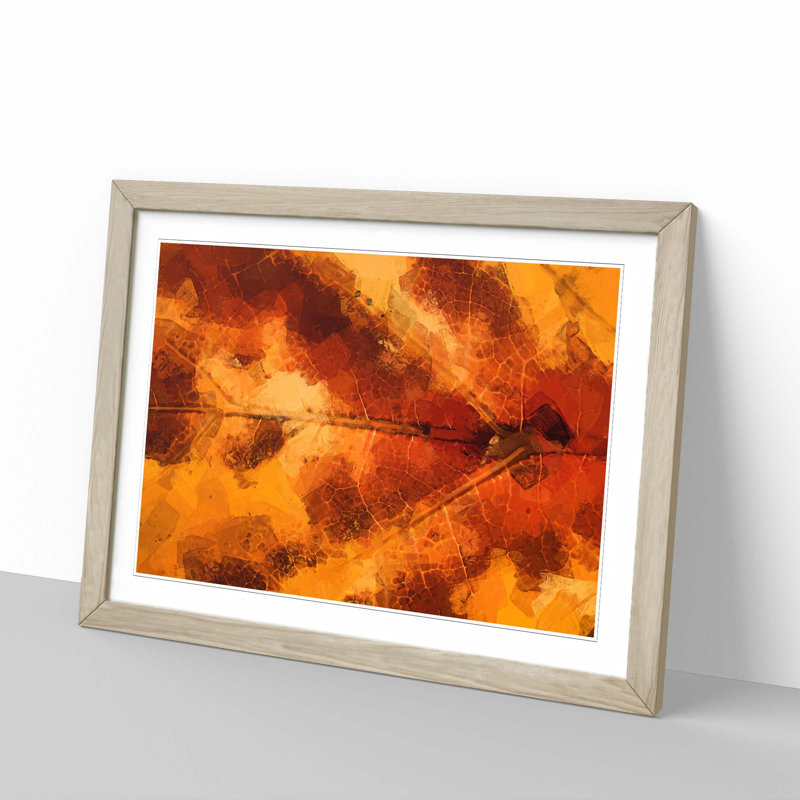 Leaf in the Autumn in Abstract - Picture Frame Graphic Art Print, Oak Framed, 62cm H x 87cm W x 2cm D