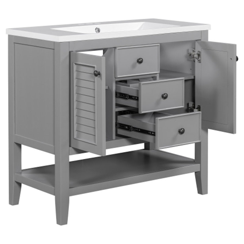 35.98'' Single Bathroom Vanity Base Only, Gray