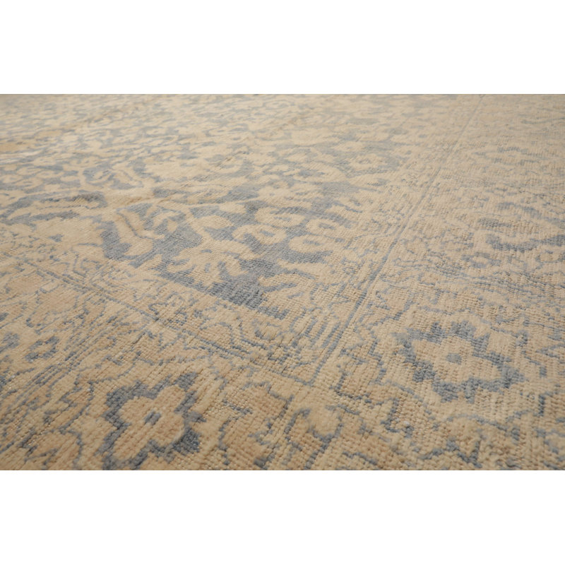 Tapis oriental traditionnel en laine noué à la main 9 pi 11 po x 13 pi 10 po Aqua