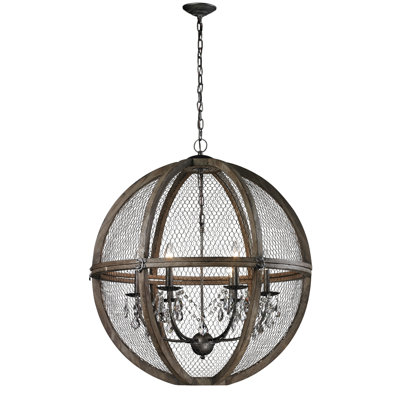 Lustre à 6 lumières de 30 po de large Darly - zinc vieilli