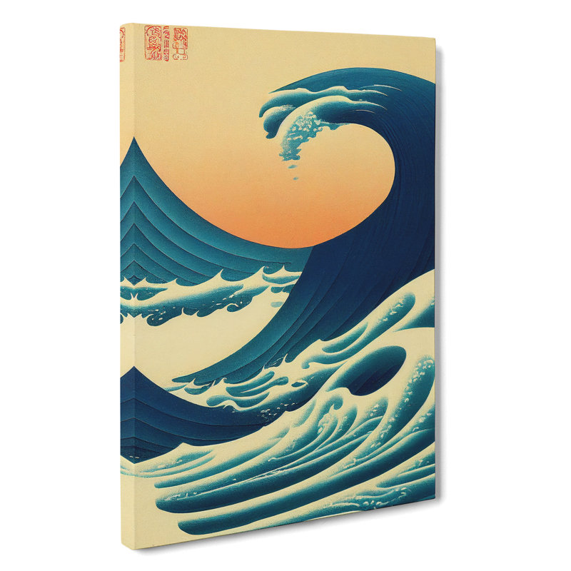 XV1022-4727X Traditional Japanese Wave No.6 - Print, Wrapped Canvas, 50cm H x 35cm W, No Matte