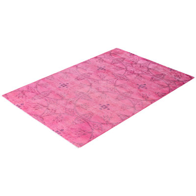 Overdyed Hand-Knotted Wool Modern-Contemporary Pink Area Rug 4' 1" x 6' 1"