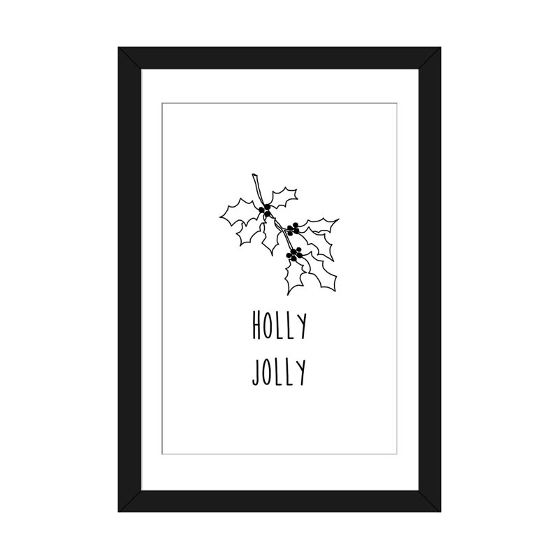 « Holly Jolly » par Orara studio-impression d’art textuel sur toile, H 24 po x l 16 po x P 1 po, Papier d'art encadré noir