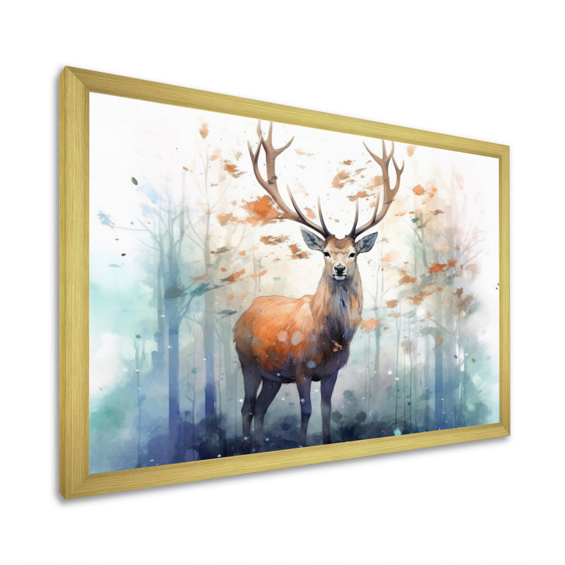 Woodland Wanderers - Deer, art mural, Cadre doré à une seule photo, H 34 po x l 44 po x P 1,5 po