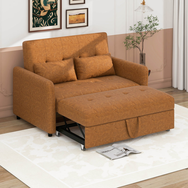 Lit convertible, fauteuil surdimensionné réglable avec trois ports USB, Brun