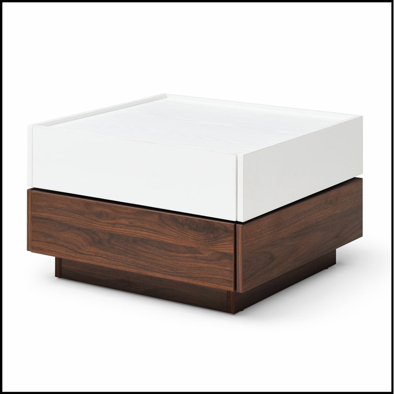 Table basse rotative à 2 tiroirs, table centrale à 2 niveaux en bois de haute qualité pour un rangement et une présentation élégants