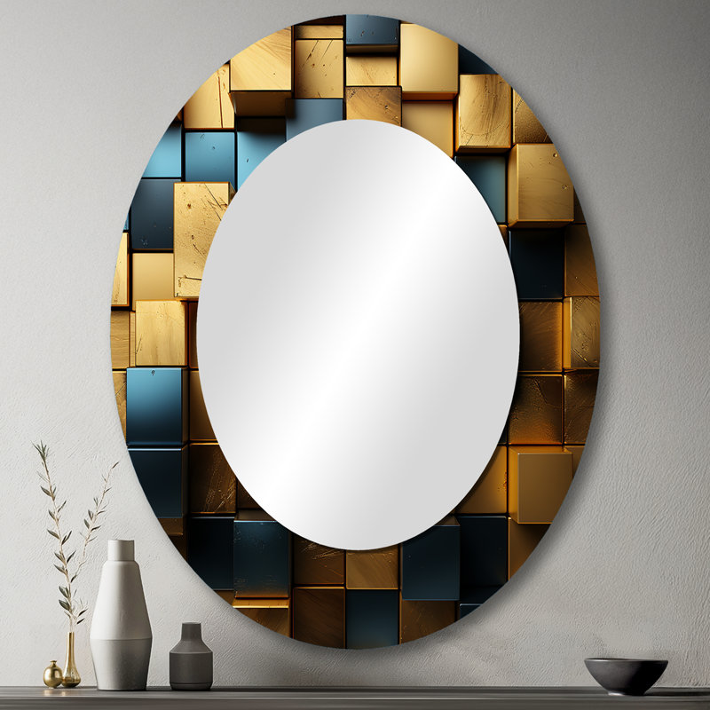 Miroir mural Grown Gold Cubes, H 43 po x l 33 po