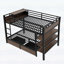 Lit superposé double en métal avec tablettes de rangement, bande lumineuse à DEL et multiprise USB, noir-296607054