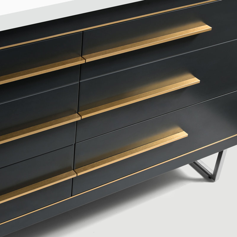 61'' Wall Mounted Double Bathroom Vanity with Solid Surface Top, Charcoal, Brass